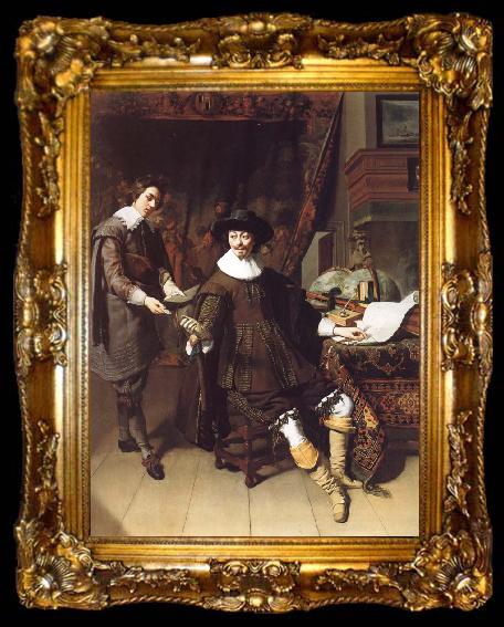 framed  Thomas De Keyser Portrait of Constatijn Huygens and his clerk, ta009-2